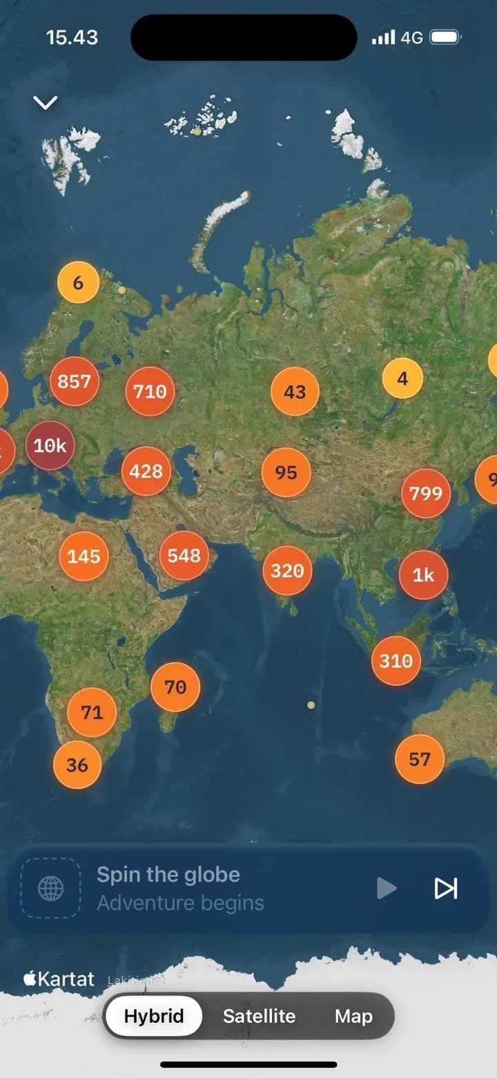Every station, placed by city.